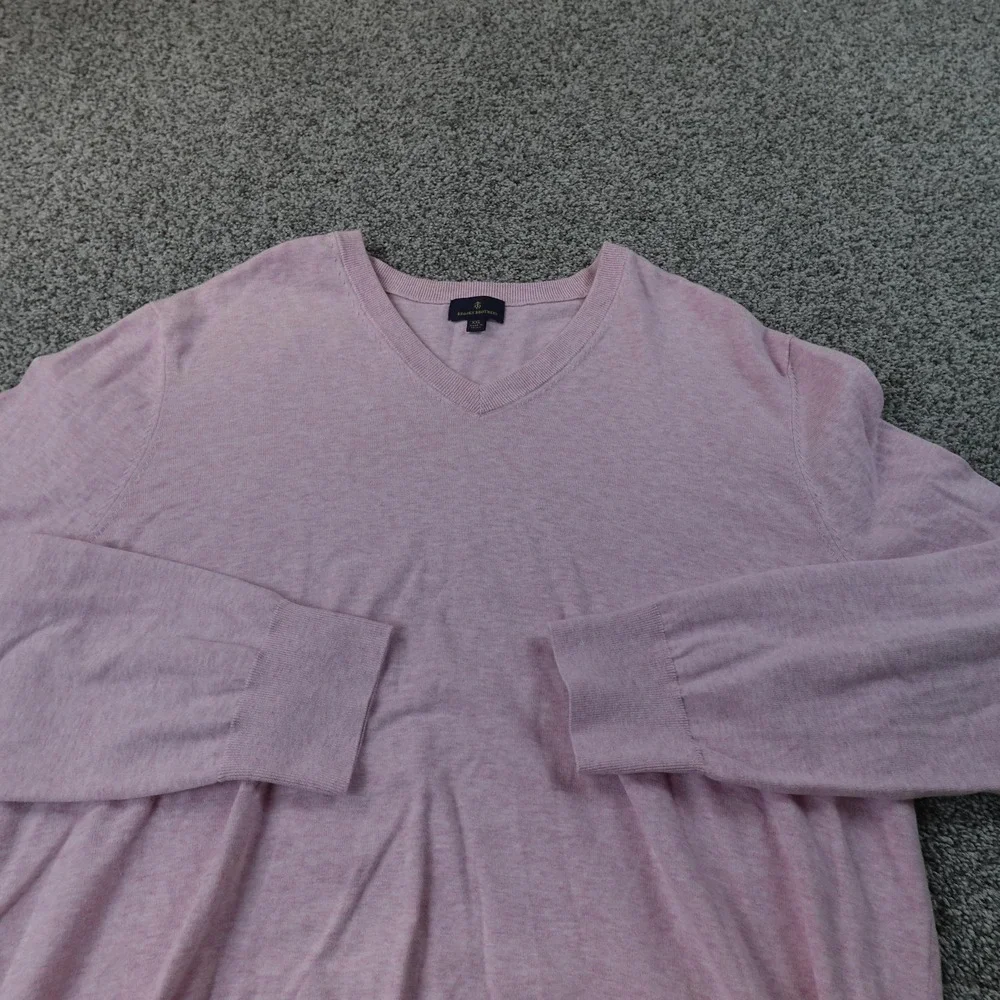 Brooks Brothers Sweater Mens 2XL‎ Pink V Neck Pullover Lightweight Knit Preppy
